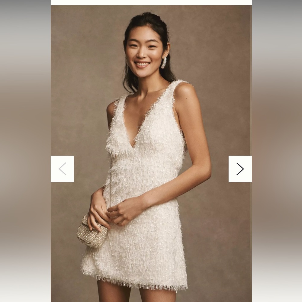 Anthropologie never worn white fringe dress